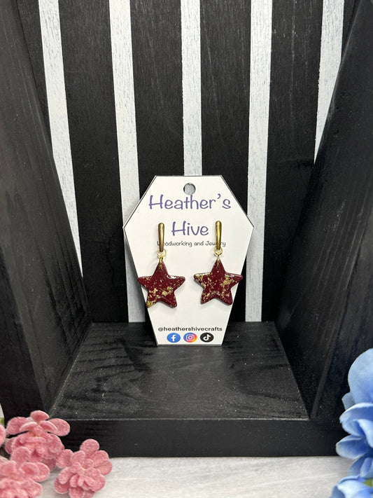 Stars dangle earrings-red