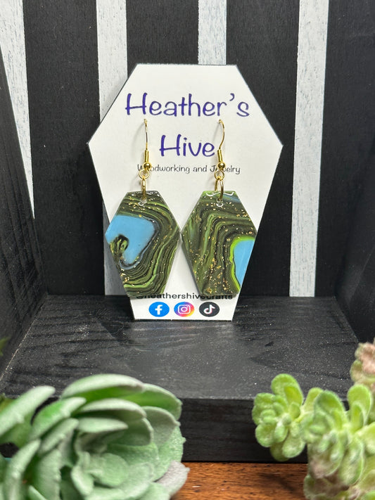Coffin dangle earrings-earthy