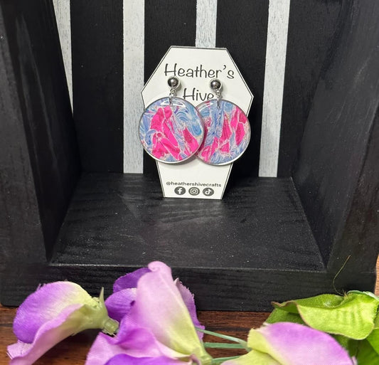 Geo circle framed dangle earrings-s