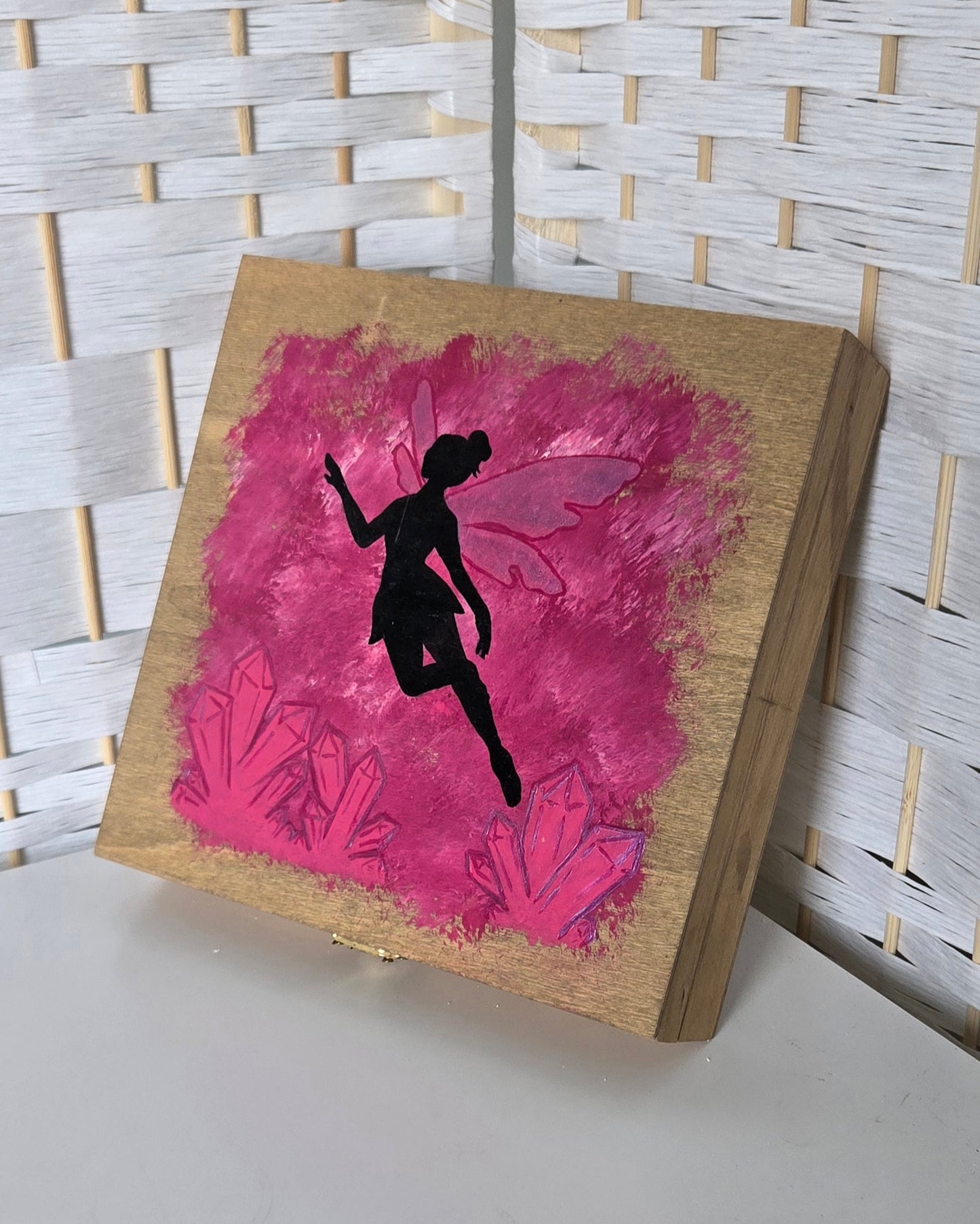 Fairy Crystal Box - Hand Painted Wooden Box with Crystals | Mystical Storage