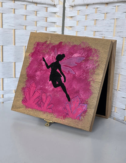 Fairy Crystal Box - Hand Painted Wooden Box with Crystals | Mystical Storage