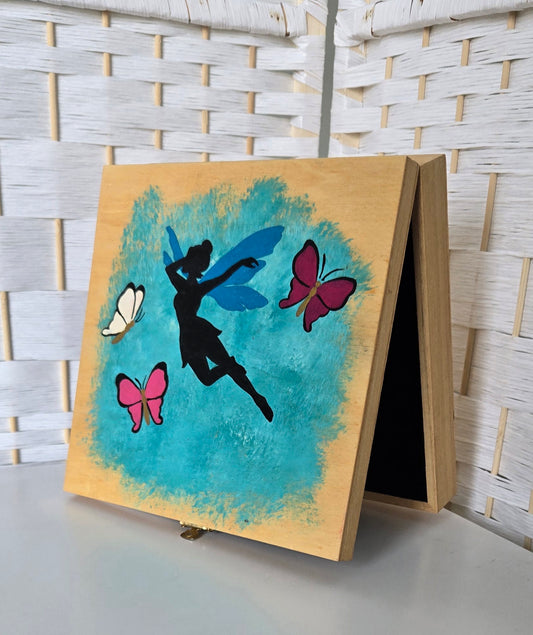 Fairy Butterfly Box - Hand Painted Wooden Storage | Whimsical Home Decor