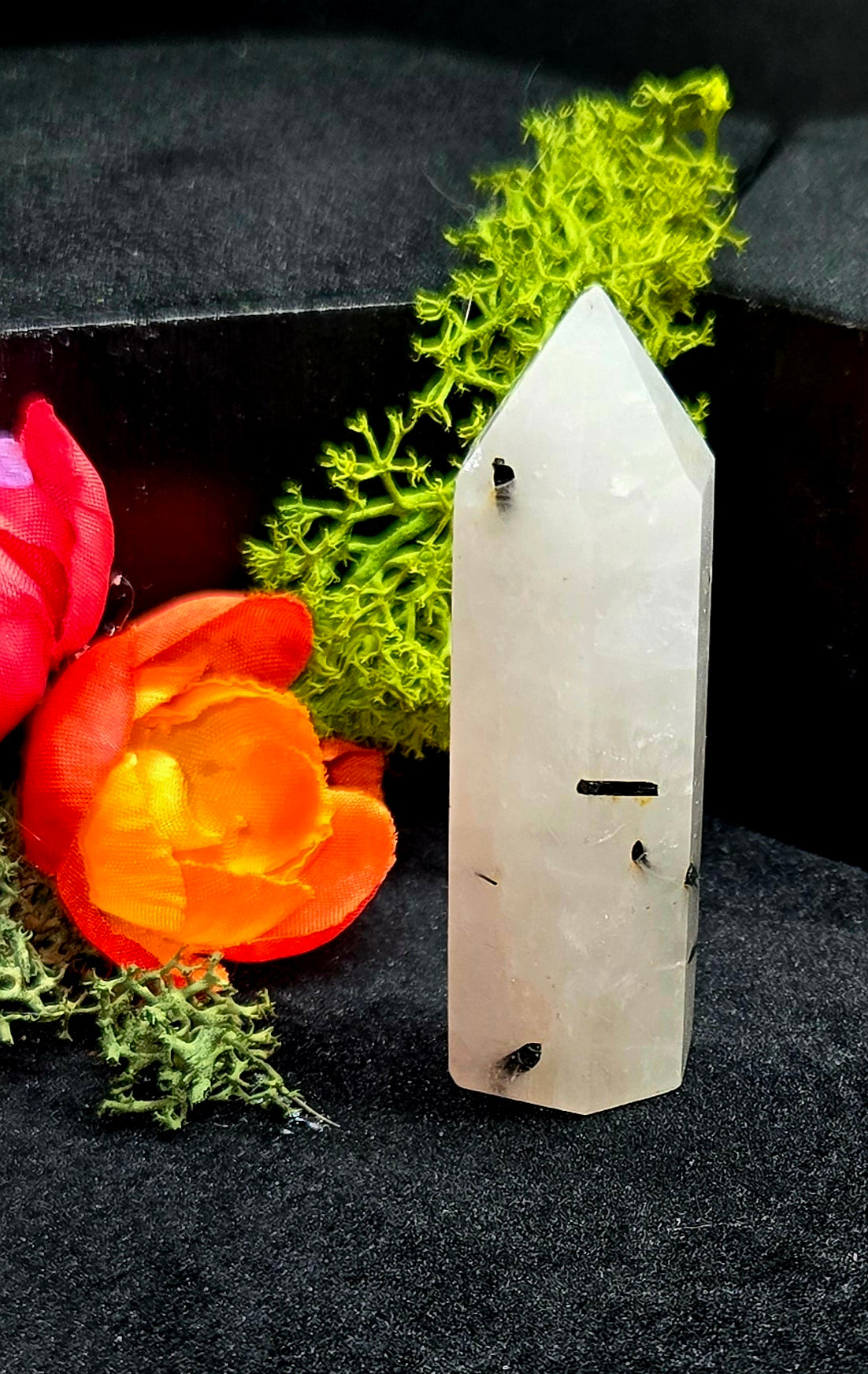 Tourmalated Quartz tower - Pocket Crystal and Gift Accent - Pocket Crystal and Gift Accent