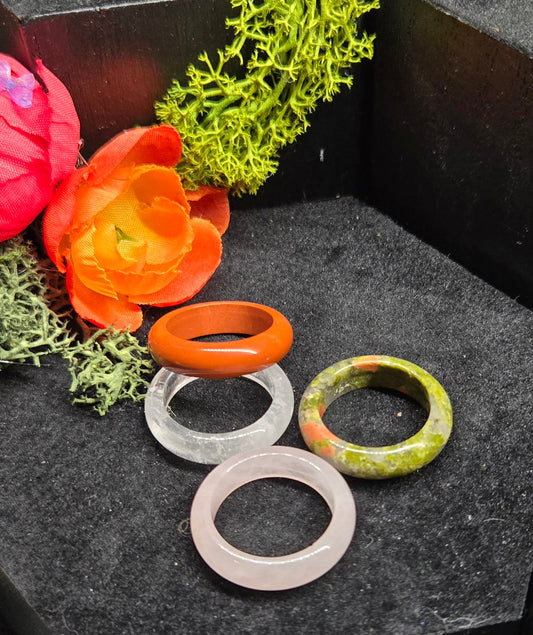 Crystal Rings - Adjustable Natural Stone Wire Wrapped Rings | Handmade Jewelry