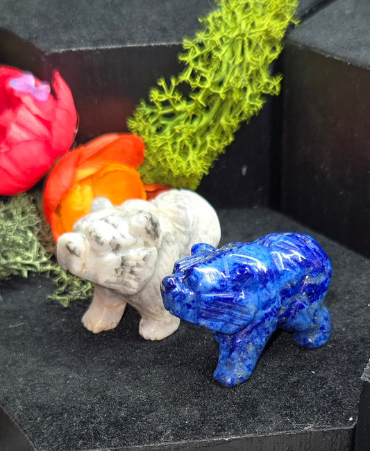 Bear Carved Crystals - Natural Stone Animal Carvings | Unique Crystal Figurines