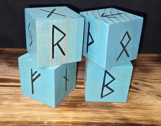 Large Blue Rune Dice - Norse Divination Tool | Viking Spiritual Casting Set