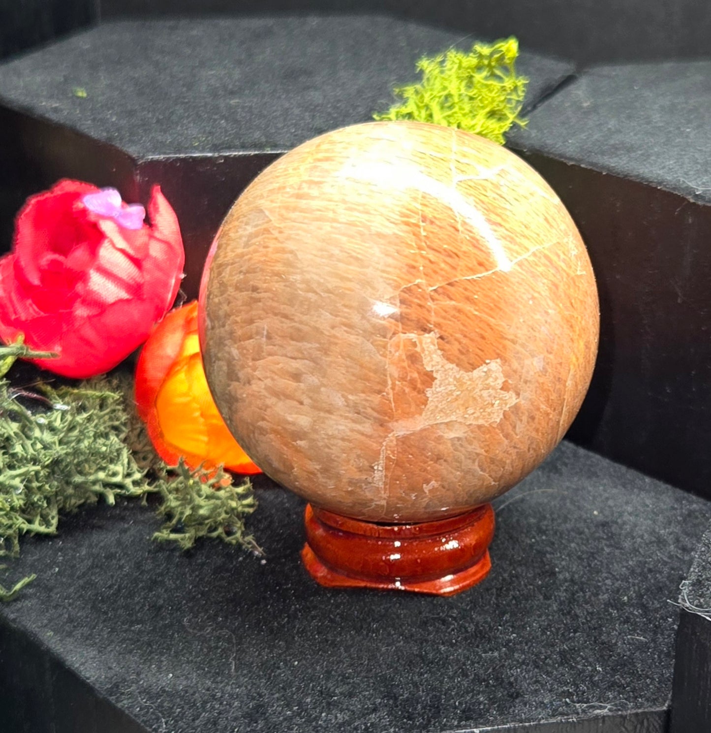 Peach Moonstone Sphere - Pocket Crystal and Gift Accent - Pocket Crystal and Gift Accent