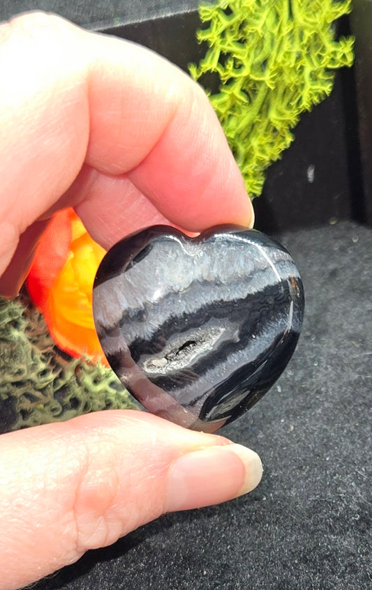 Agate Carved Heart - Natural Stone Heart Crystal | Polished Gemstone